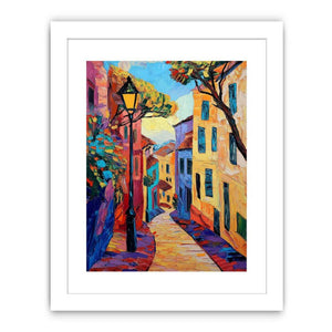 Sunlit Alley a vibrant vertical European alley