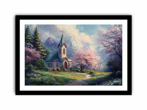 Blossom Chapel a peaceful chapel set beneath snowy mountains