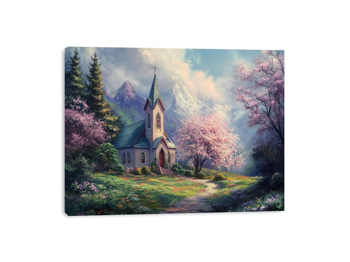 Blossom Chapel a peaceful chapel set beneath snowy mountains