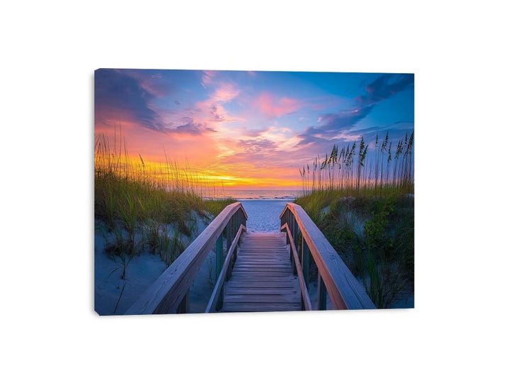 Sunset Over Beach Path Canvas Print