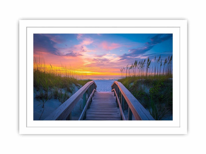 Sunset Over Beach Path Streched canvas