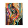 Bold colorful abstract canvas art with flowing patterns for eclectic living room decor.