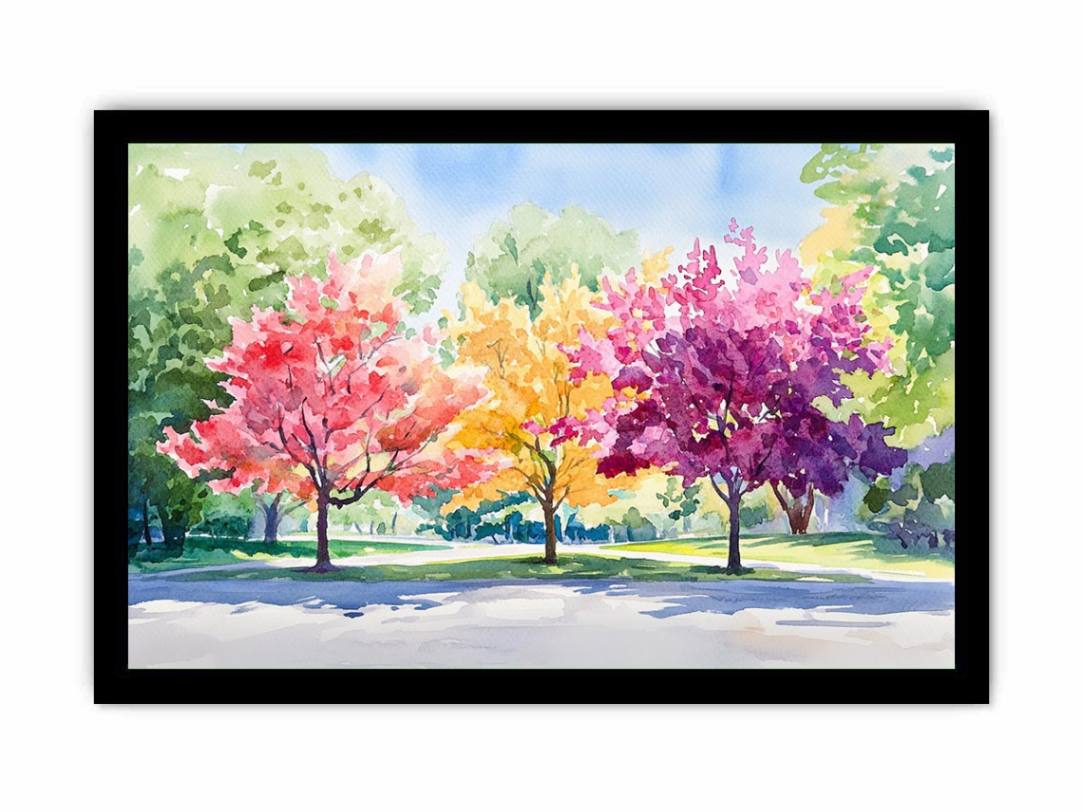 Soft watercolor flowering tree canvas art for fresh bedroom or nursery decor.