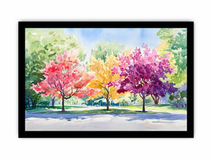 Soft watercolor flowering tree canvas art for fresh bedroom or nursery decor.