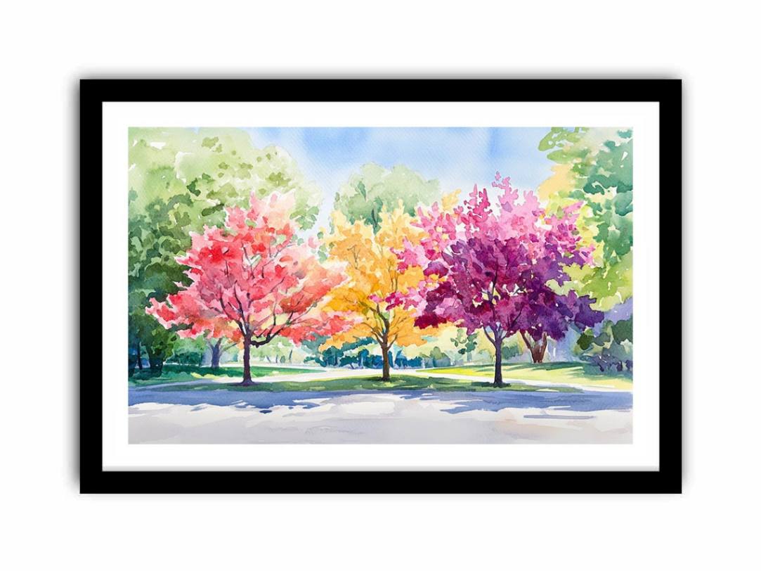 Soft watercolor flowering tree canvas art for fresh bedroom or nursery decor.