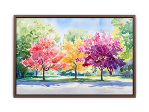 Soft watercolor flowering tree canvas art for fresh bedroom or nursery decor.