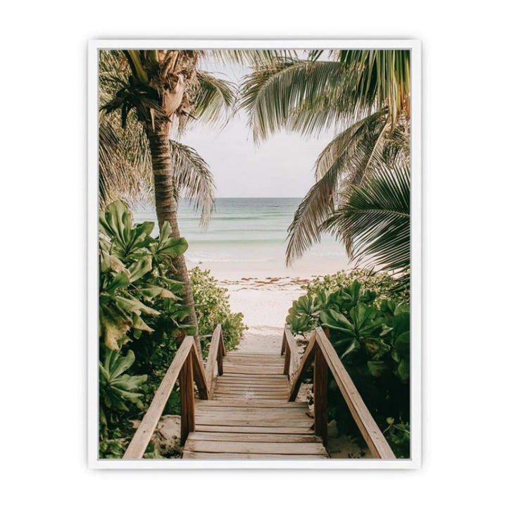 Stairs To Beach Framed Print