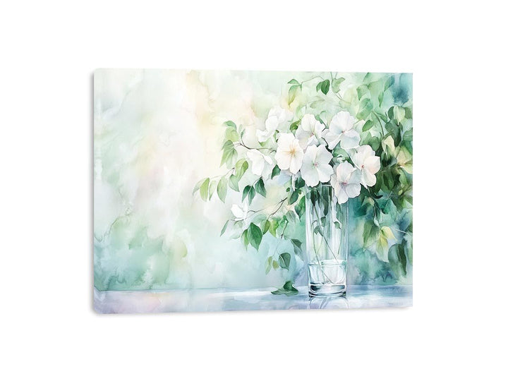 Whispers In Green And White Canvas Print