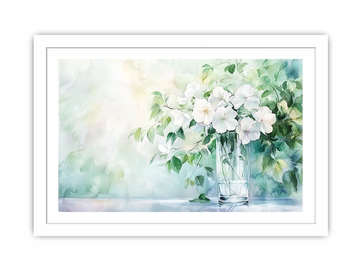 Whispers In Green And White Streched canvas