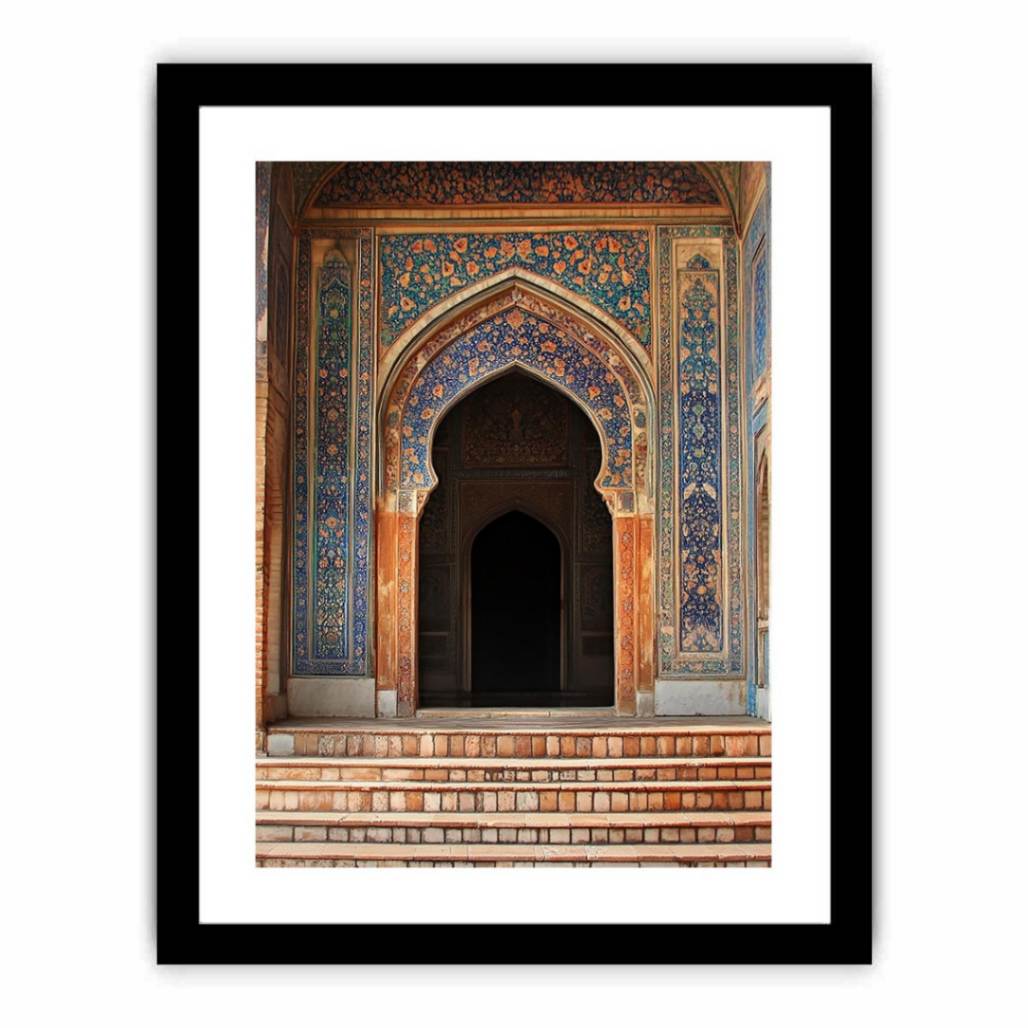 Ornate tiled archway canvas art for elegant hallway or entryway decor.