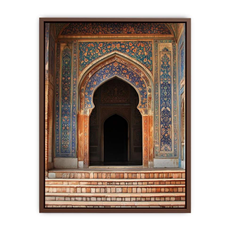 Ornate tiled archway canvas art for elegant hallway or entryway decor.