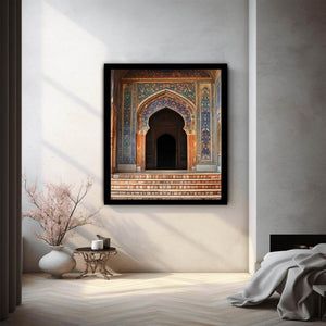 Ornate tiled archway canvas art for elegant hallway or entryway decor.