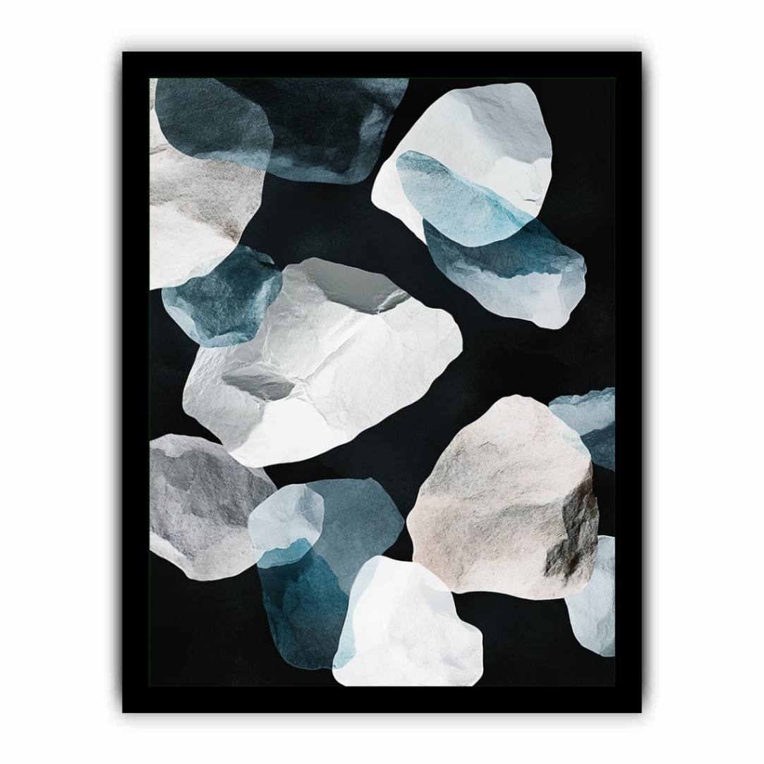 Organic abstract stone canvas art for minimalist bedroom or modern living room decor.