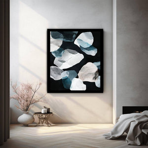 Organic abstract stone canvas art for minimalist bedroom or modern living room decor.
