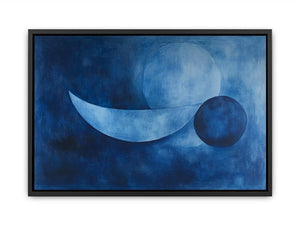 Calming blue abstract still life canvas art for serene bedroom or office decor.