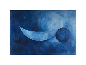 Calming blue abstract still life canvas art for serene bedroom or office decor.