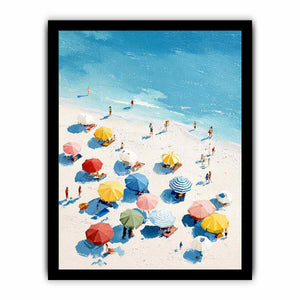 Colorful beach umbrella canvas art for bright coastal home decor.