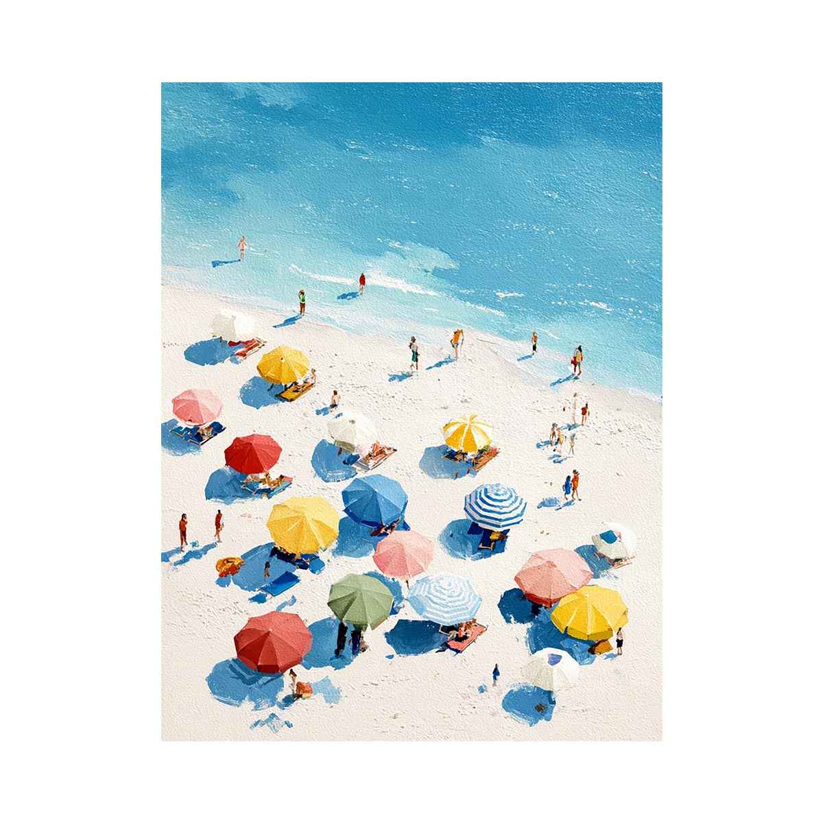Colorful beach umbrella canvas art for bright coastal home decor.