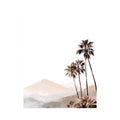Minimal palm tree and soft mountain canvas art for neutral modern bedroom decor.