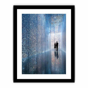 Blue contemporary corridor photography canvas art for modern hallway or office decor.
