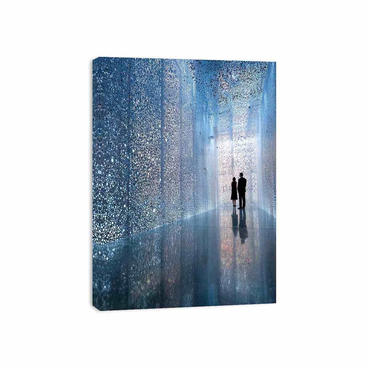 Blue contemporary corridor photography canvas art for modern hallway or office decor.