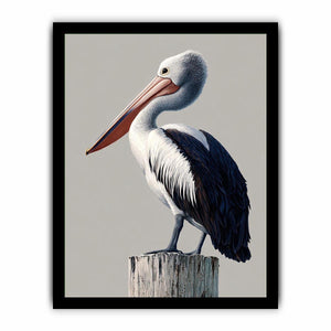 Realistic pelican bird canvas art for coastal living room or office wall decor.