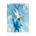 Modern blue figurative canvas art with reflection for bedroom or office decor.