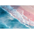 Aerial ocean canvas print with pink sand and turquoise waves for serene bedroom decor