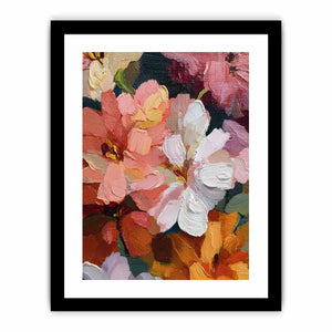 Textured pink and white floral canvas art with expressive petals for elegant bedroom decor.