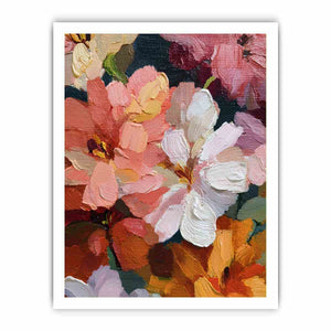 Textured pink and white floral canvas art with expressive petals for elegant bedroom decor.