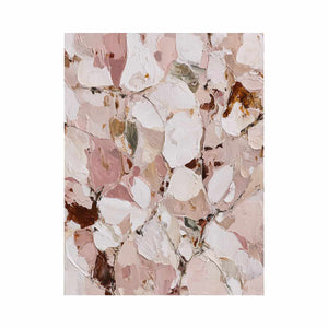 Blush floral abstract canvas art with soft petals for bedroom decor.