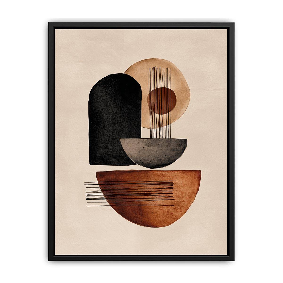 Earth tone geometric abstract canvas art for modern entryway decor.