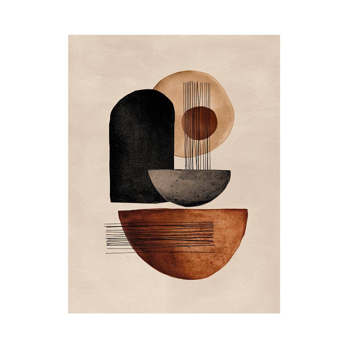 Earth tone geometric abstract canvas art for modern entryway decor.