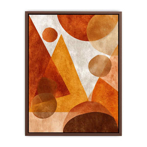 Bold orange geometric abstract canvas art for modern living room decor.