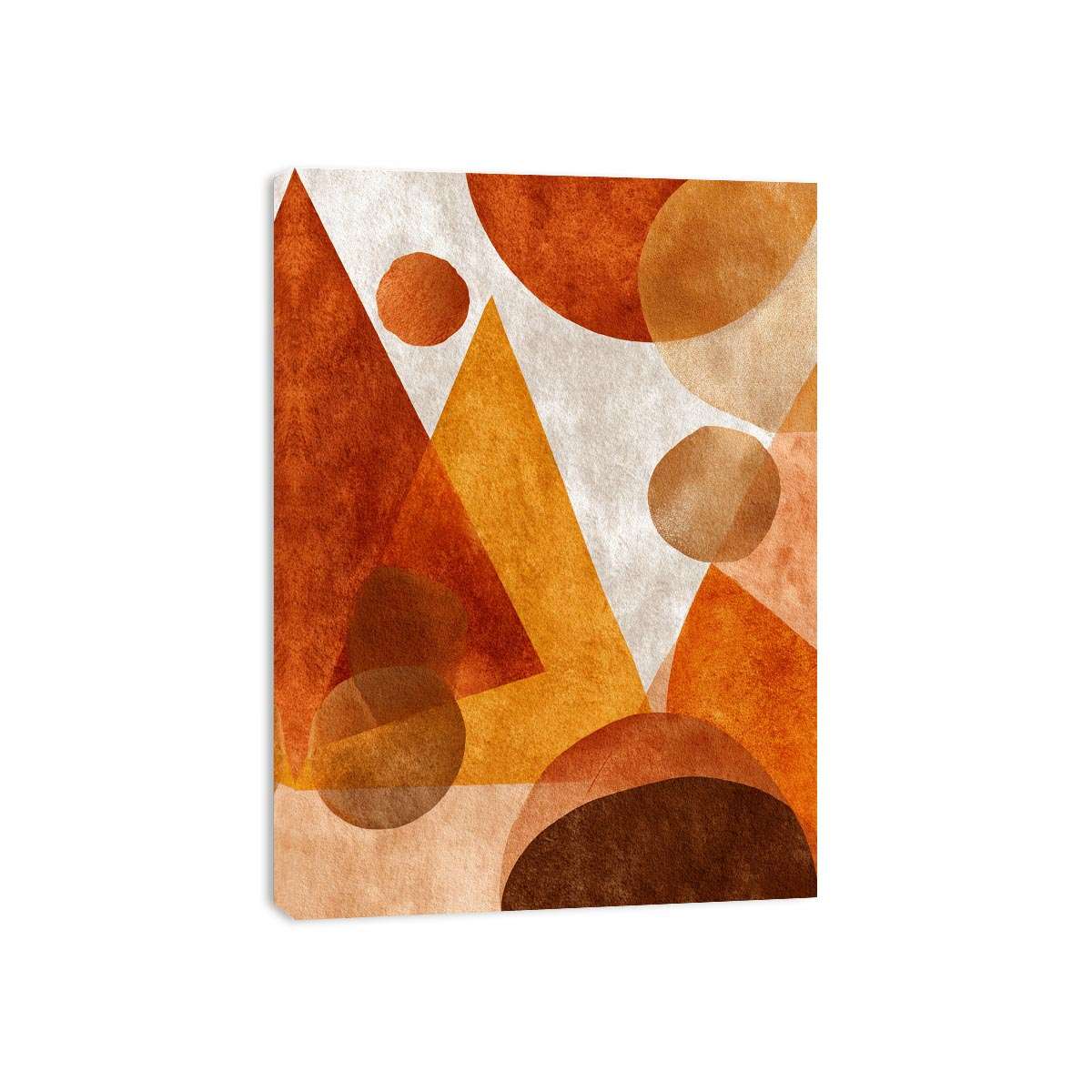 Bold orange geometric abstract canvas art for modern living room decor.