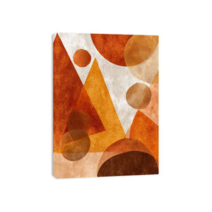 Bold orange geometric abstract canvas art for modern living room decor.