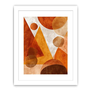 Bold orange geometric abstract canvas art for modern living room decor.