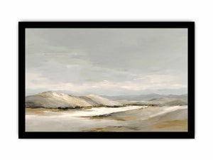 Neutral dune landscape canvas art for calm modern living room decor.