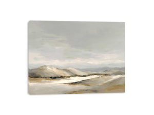 Neutral dune landscape canvas art for calm modern living room decor.