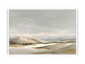 Neutral dune landscape canvas art for calm modern living room decor.