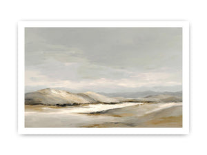 Neutral dune landscape canvas art for calm modern living room decor.
