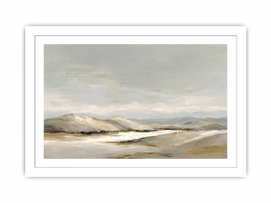 Neutral dune landscape canvas art for calm modern living room decor.