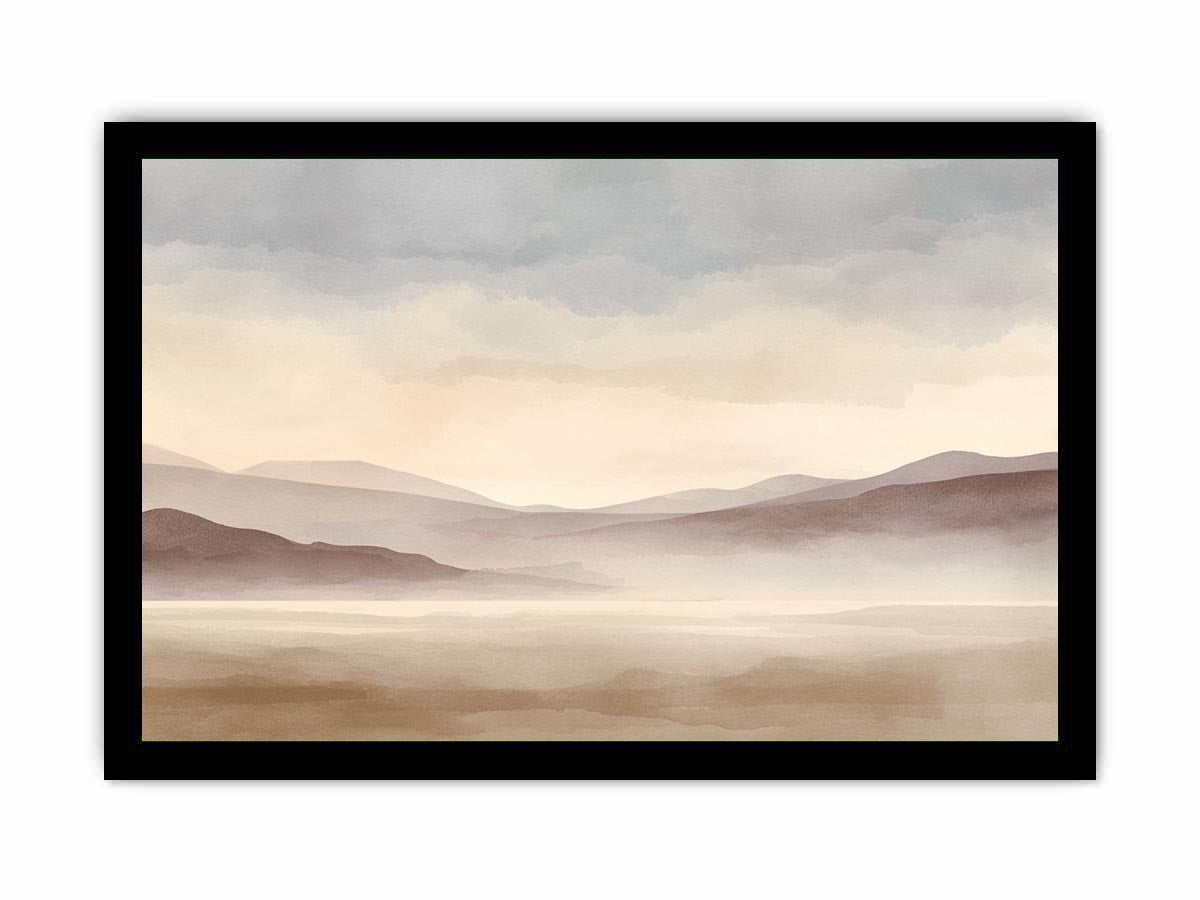 Soft blush watercolor landscape canvas art for peaceful bedroom decor.