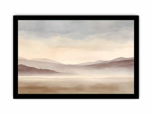 Soft blush watercolor landscape canvas art for peaceful bedroom decor.