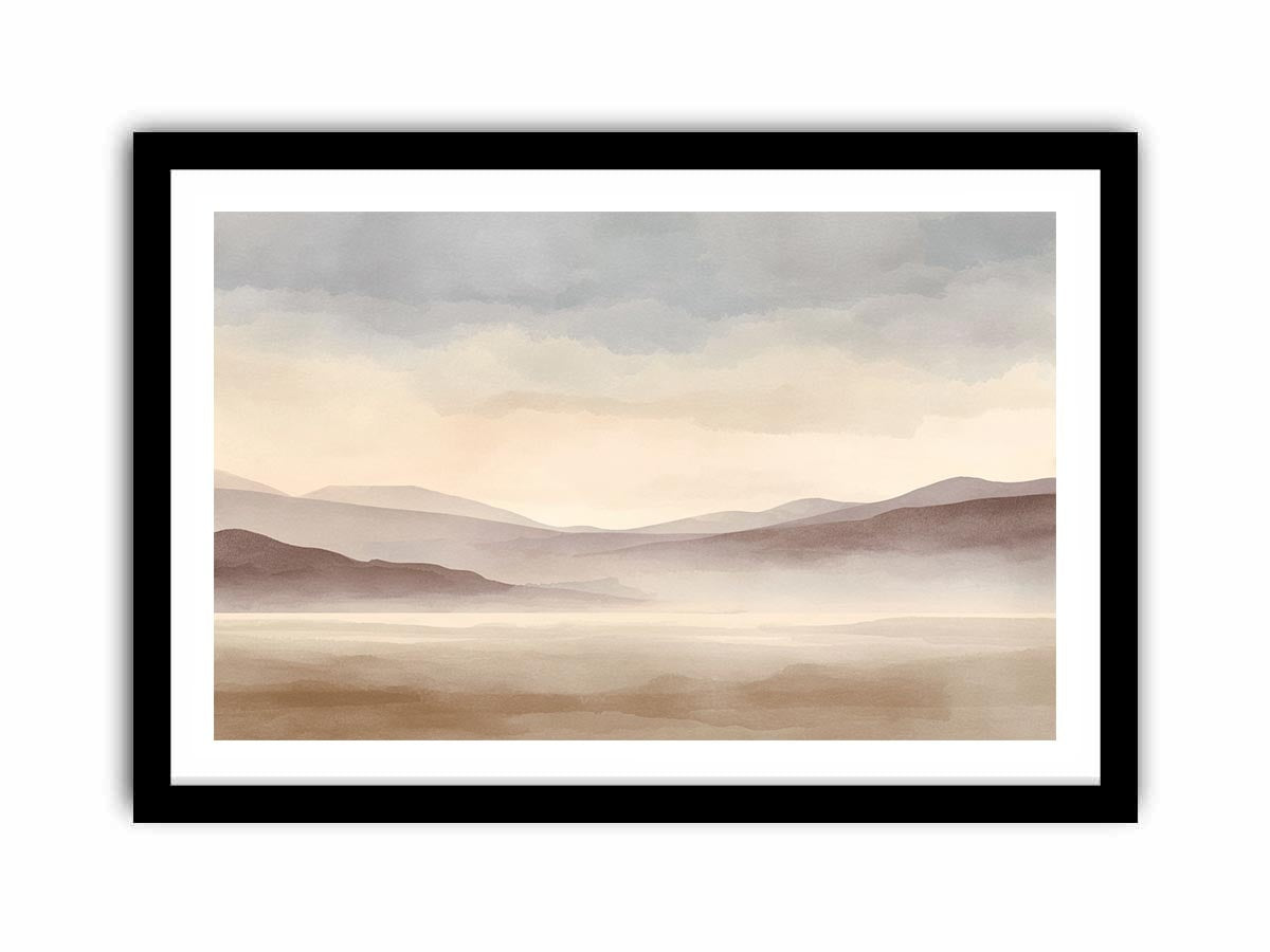 Soft blush watercolor landscape canvas art for peaceful bedroom decor.