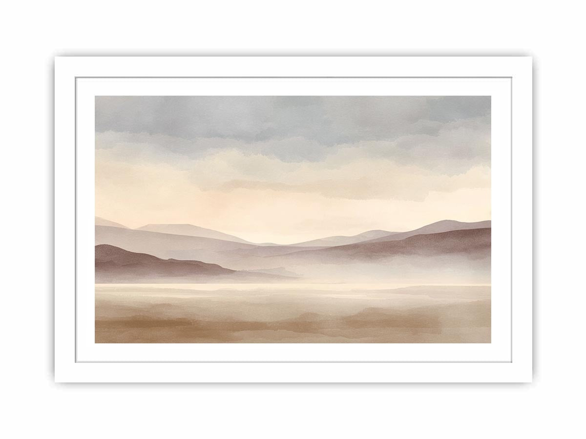 Soft blush watercolor landscape canvas art for peaceful bedroom decor.
