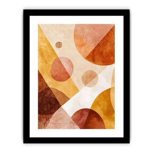 Terracotta geometric abstract canvas art for warm modern hallway decor.