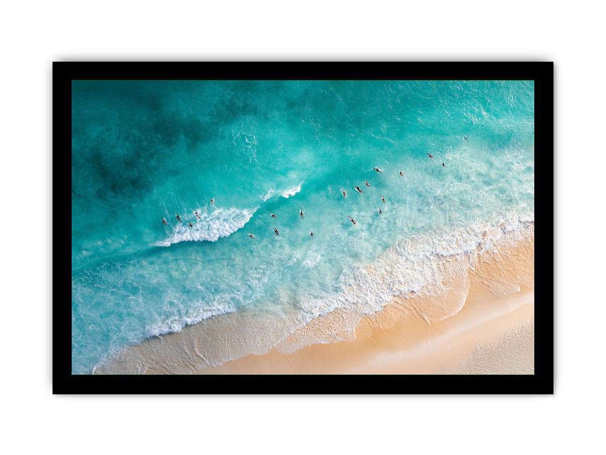 Turquoise Surf Break premium wall art for modern living room decor