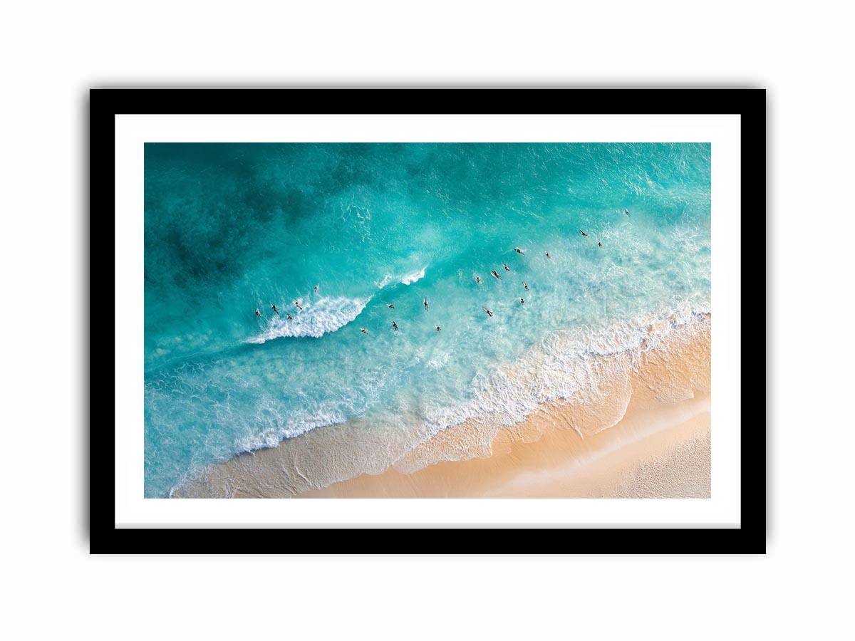 Turquoise Surf Break premium wall art for modern living room decor