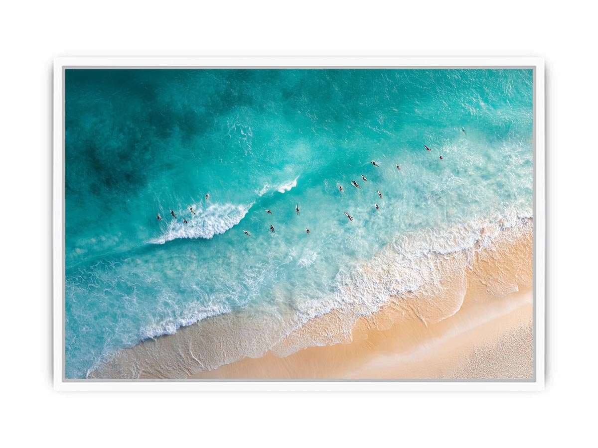Turquoise Surf Break premium wall art for modern living room decor